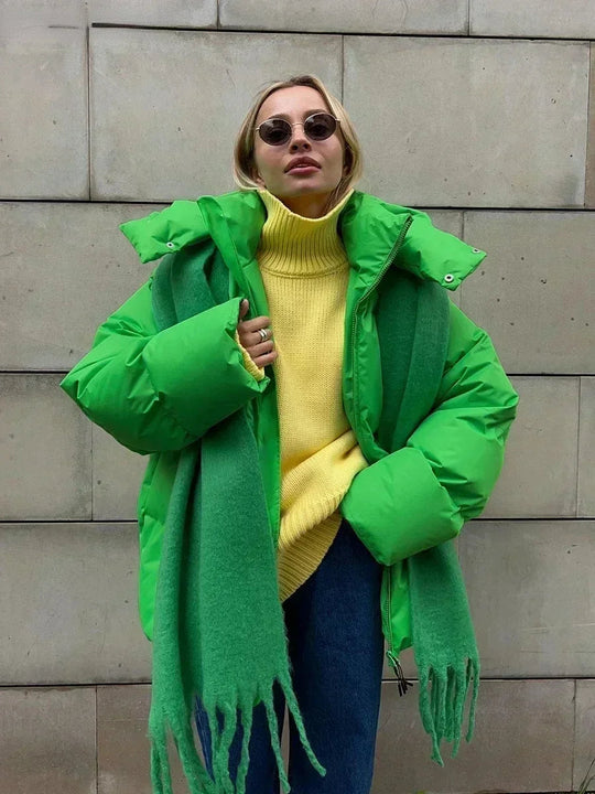 Dames Lange Gewatteerde Winterjas Oversized Met Functionele Zakken 6