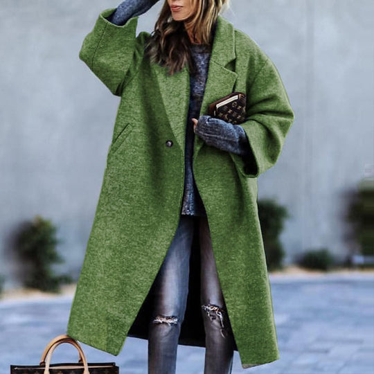 Dames Lange Jas Wolmix Oversized Pasvorm 1
