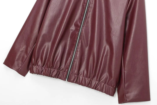 Dames Leren Jas met Rits en Klassieke Reverskraag voor Winter Streetwear 8