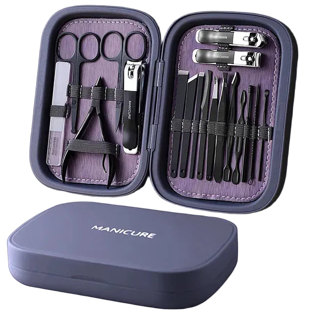 Dames Manicure Set Draagbaar met 18 Essentiële Nageltools voor Thuis en Onderweg 0