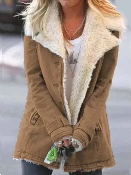 Dames Mid-Length Coat Met Tailored Fit En Oversized Lapel 1