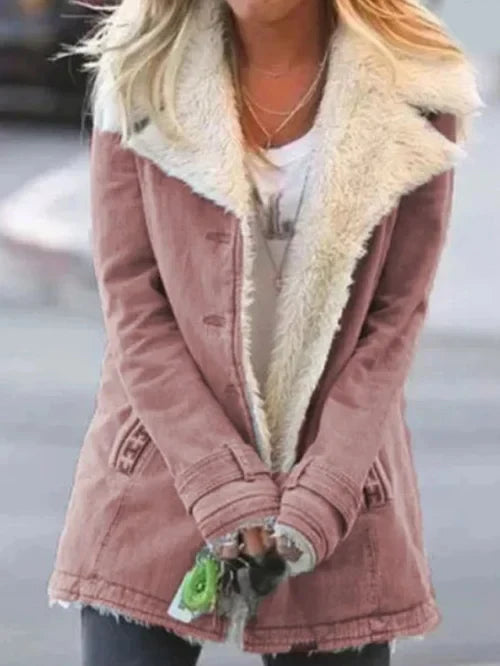 Dames Mid-Length Coat Met Tailored Fit En Oversized Lapel 4