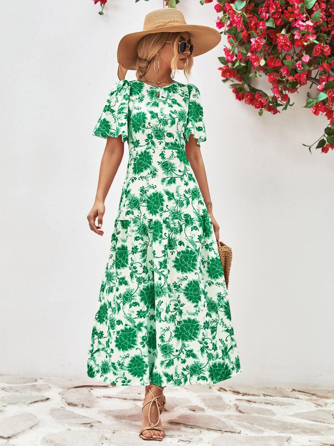 Dames Midi Jurk Ronde Hals Touwdetail A-Lijn Polyester 3