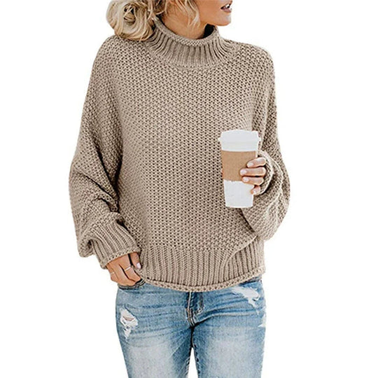 Dames Oversized Chunky Coltrui met Vleermuismouwen voor Herfst/Winter 2
