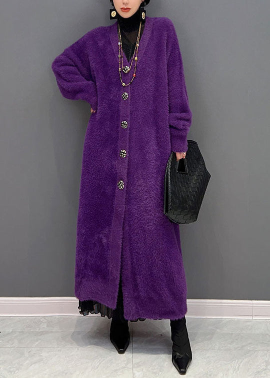 Dames Oversized Gebreid Lang Vest met V-hals 1