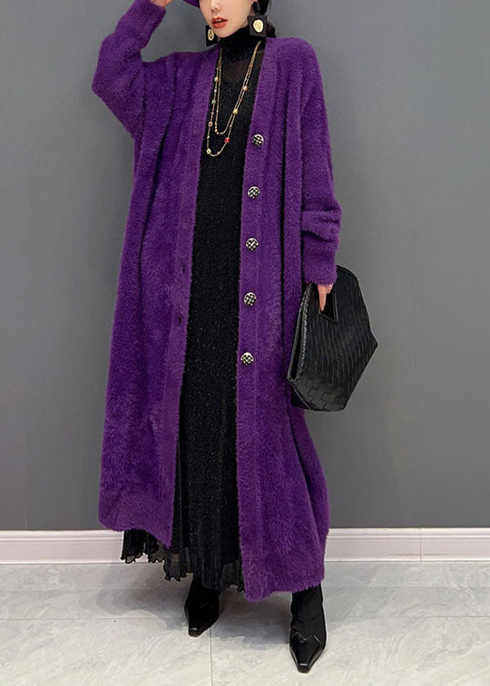 Dames Oversized Gebreid Lang Vest met V-hals 2