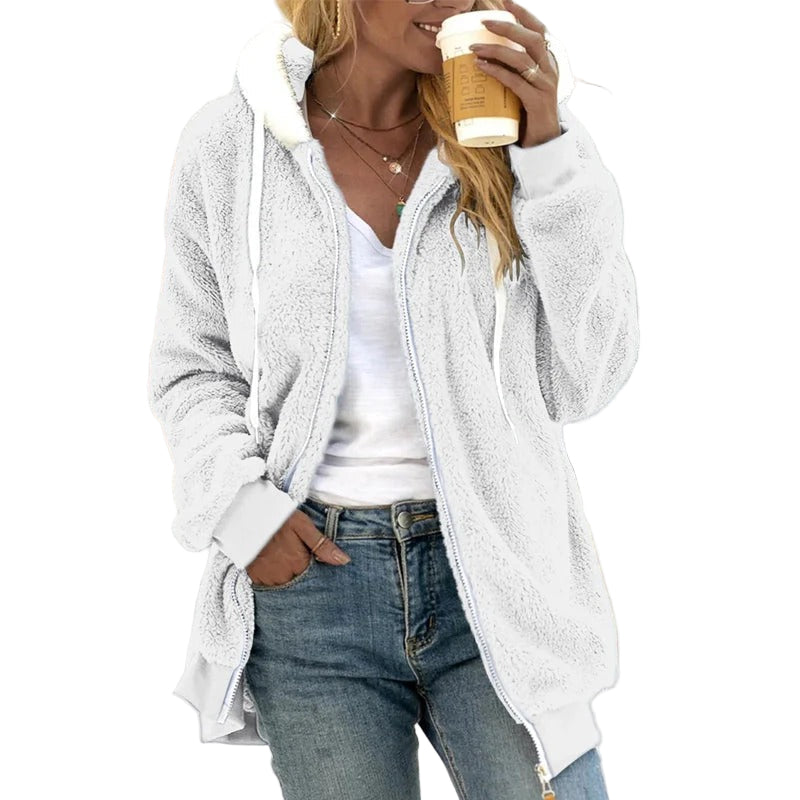 Dames Oversized Hooded Coat van Teddy Fleece 0