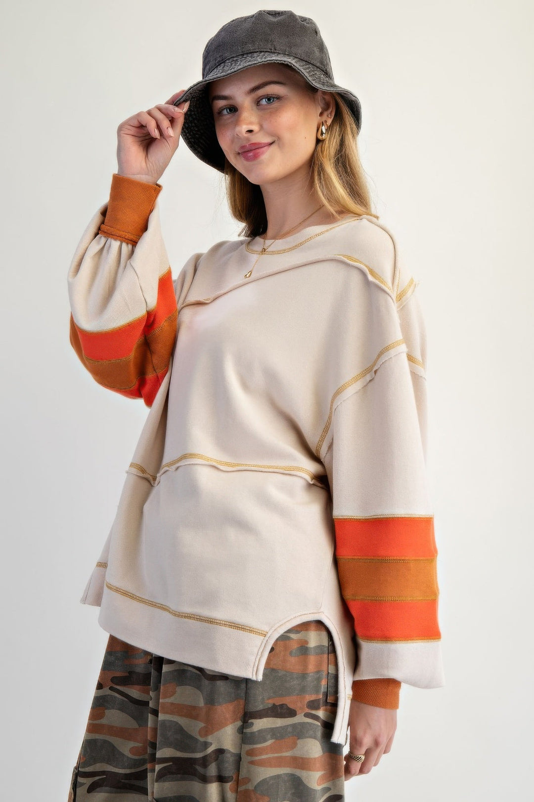 Dames Pullover Geborduurd Katoen met Kleurmix 2