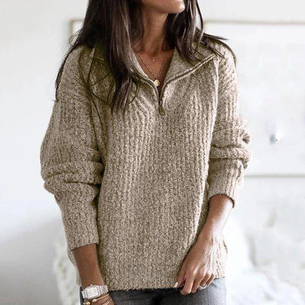 Dames Pullover met Half Reißverschluss Casual Stijl 3