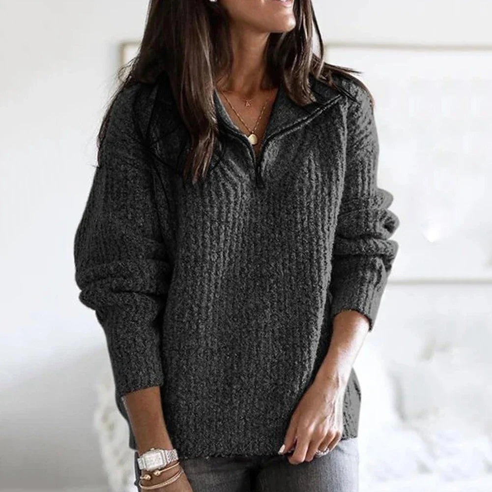 Dames Pullover met Half Reißverschluss Casual Stijl 4