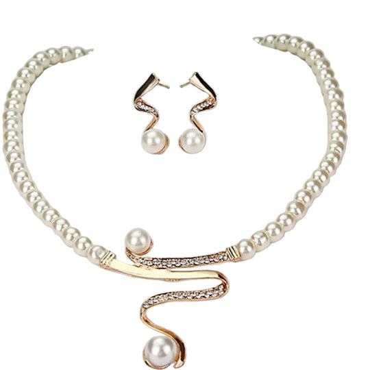 Dames Sieradenset Parelketting en Oorbellen 0