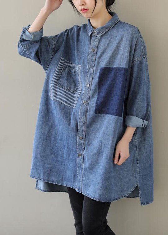 Dames Spijkerblouse met Peter Pan-kraag Casual Style 2