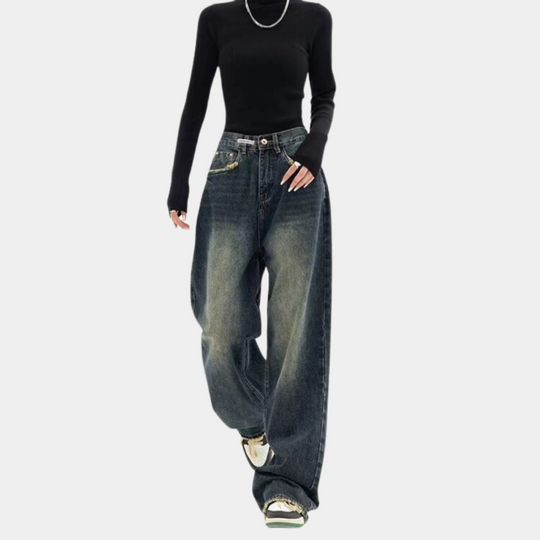 Dames Spijkerbroek Baggy Casual Met Verstelbare Taille 3