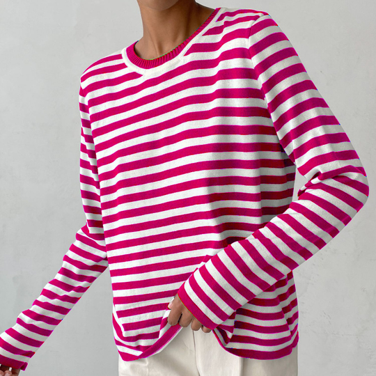 Dames T-shirt Met Strepen Lange Mouwen Voor Herfststijl 12