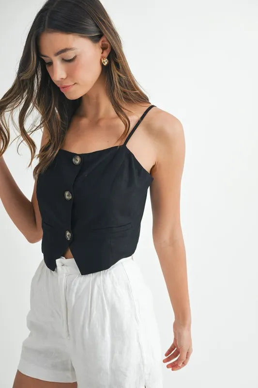 Dames Tanktop Met Knopen Van Linnenmix 3