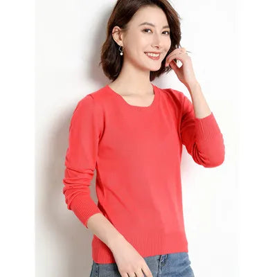 Dames Trui Merino Wol O-Hals Pullover Lange Mouwen 20