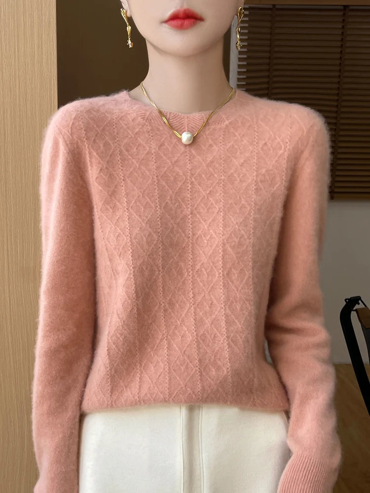 Dames Trui O-hals Gebreid van 100% Merino Wol voor Casual en Formele Gelegenheden 12