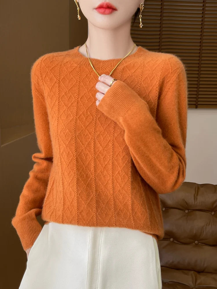 Dames Trui O-hals Gebreid van 100% Merino Wol voor Casual en Formele Gelegenheden 13