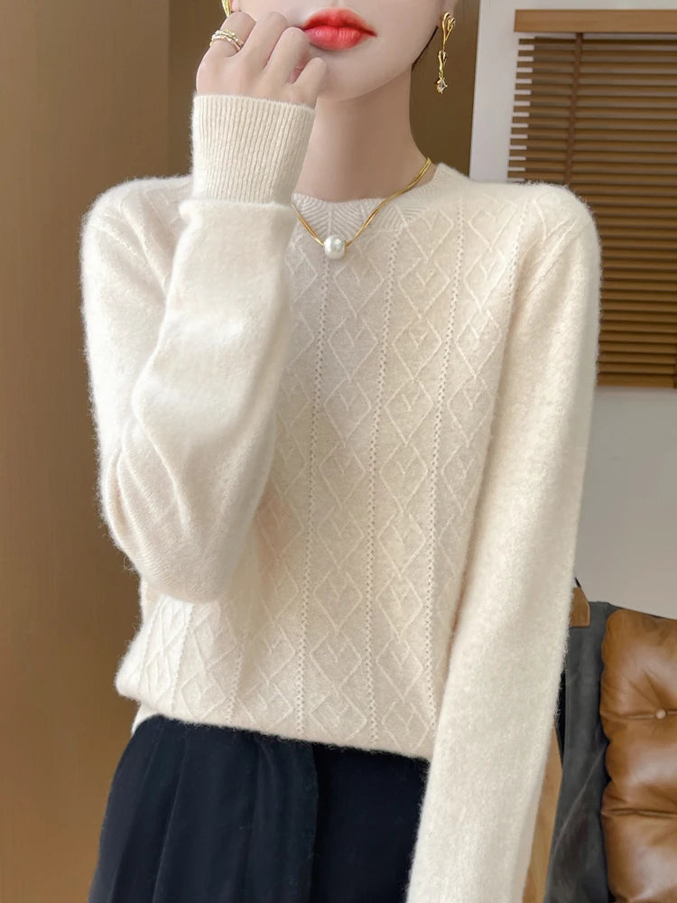 Dames Trui O-hals Gebreid van 100% Merino Wol voor Casual en Formele Gelegenheden 6