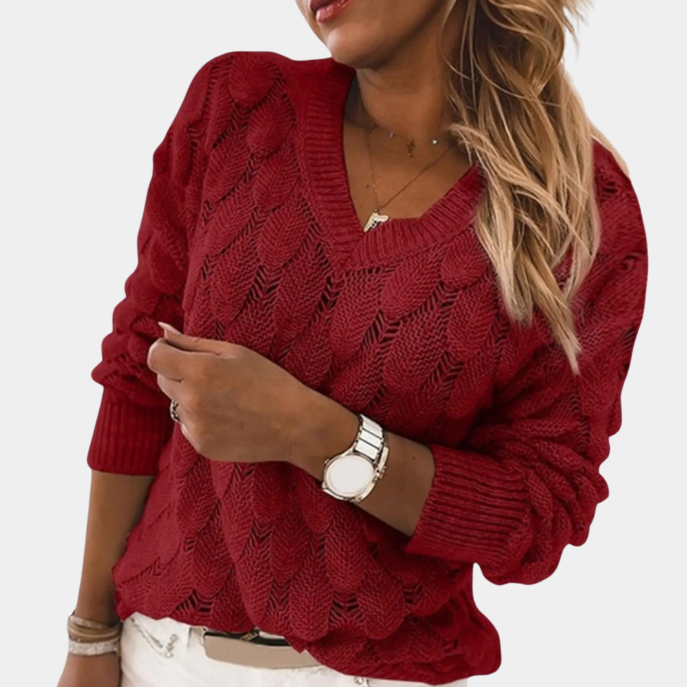 Dames Trui V-hals Gebreid Comfortabel Casual 4