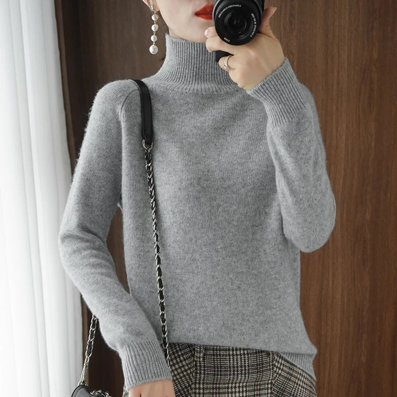 Dames Turtleneck Trui Merino Wol Zacht Herfst Winter 13