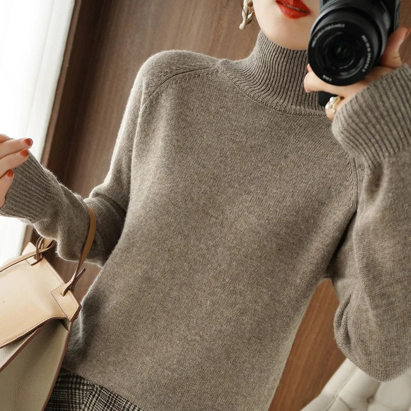 Dames Turtleneck Trui Merino Wol Zacht Herfst Winter 14