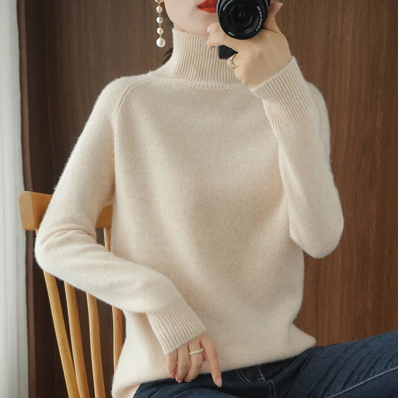 Dames Turtleneck Trui Merino Wol Zacht Herfst Winter 5
