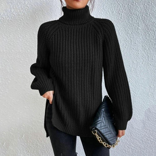 Dames Turtleneck Trui Ribbelgebreid Losse Pasvorm voor Casual Herfst en Winter 4