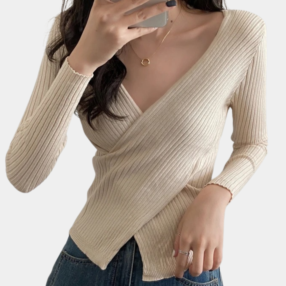 Dames V-hals Trui Met Criss-Cross Details Casual Chic 6