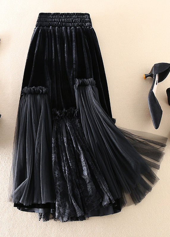 Dames Velours Tule Rok met Patchwork 1