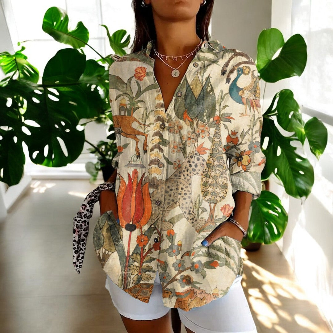 Dames Vintage Blouse Met Tijdloos Design en Ademend Materiaal 2