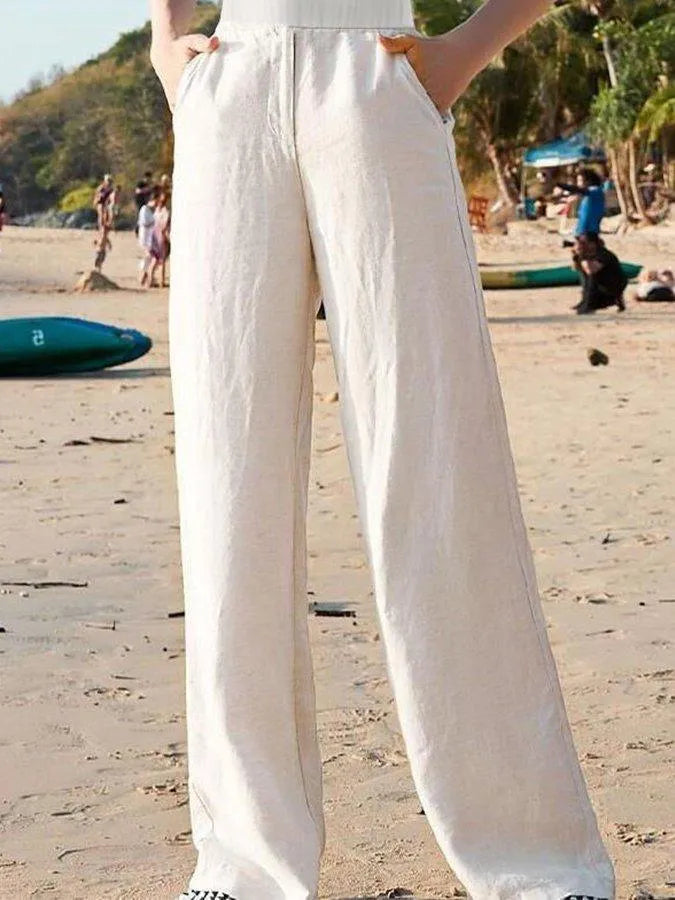 Dames Wijde Pantalon Hoge Taille Luchtig Polyester 3