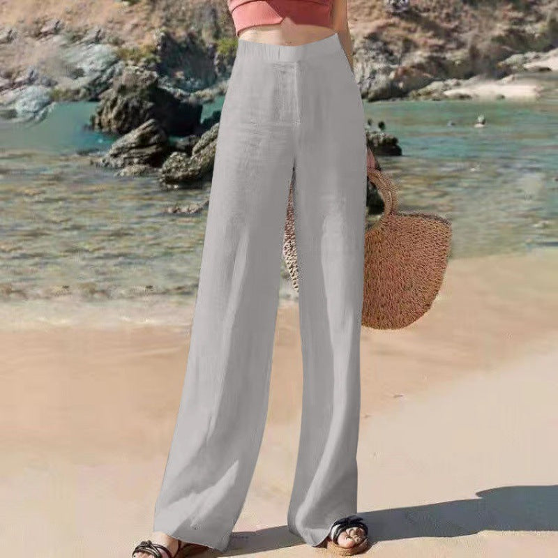 Dames Wijde Pantalon Hoge Taille Luchtig Polyester 5