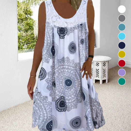 Dames Zomerjurk Mouwloos Speelse Print 0