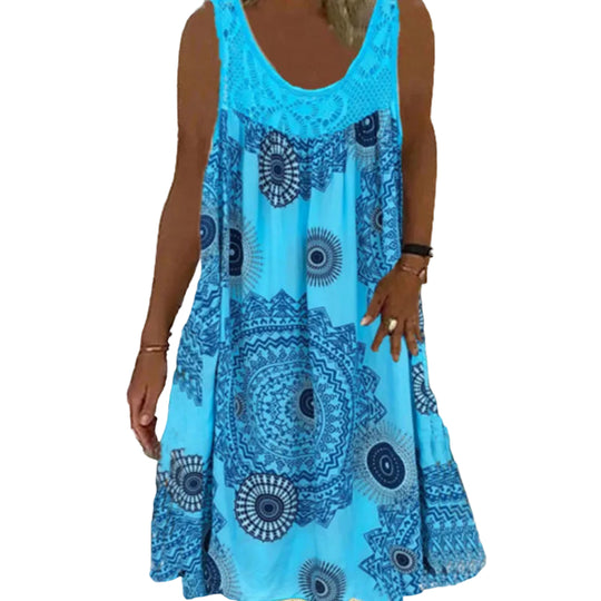 Dames Zomerjurk Mouwloos Speelse Print 9