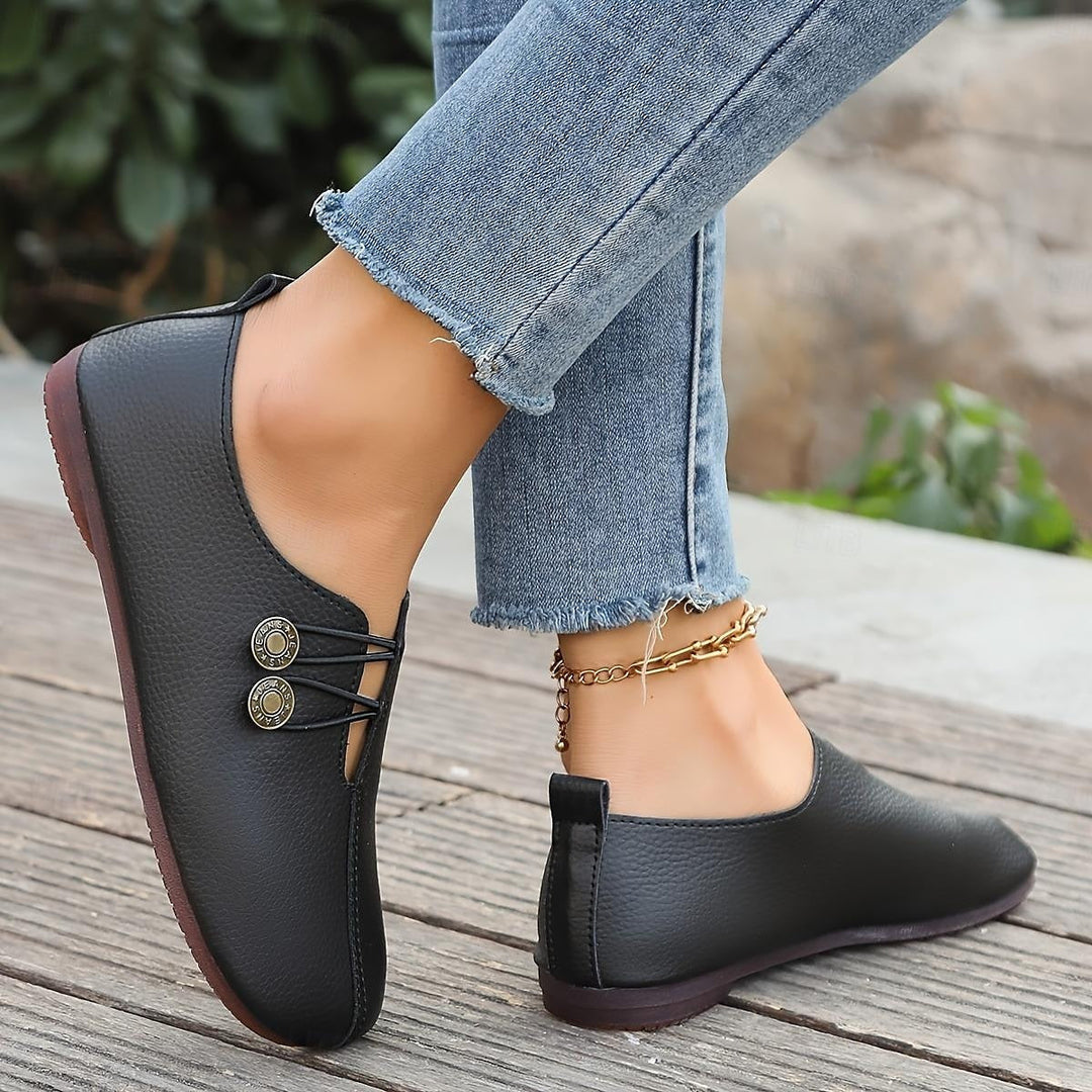 Dames Zwarte Loafers Casual Minimalistisch Lichtgewicht Met Strap 5