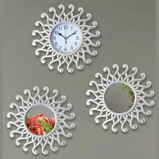 Decoratieve Klok en Spiegel Set voor Wanddecoratie 2