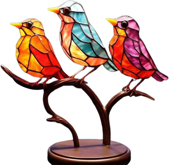 Decoratieve Sculptuur van Kleurrijke Vogels op Tak 3