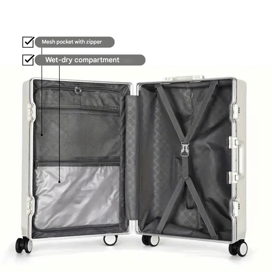 Handbagage Koffer Voor Zakenreizigers Met Aluminium Frame En USB Oplaadpoort 6