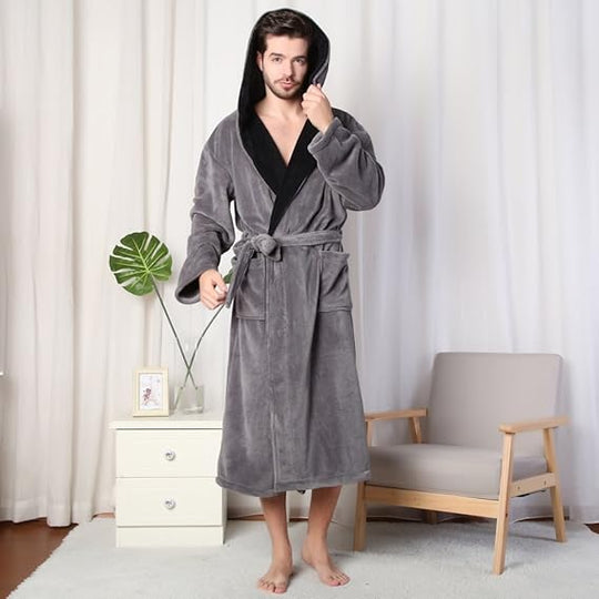 Heren Badjas met Capuchon Comfortabel en Diepe Zakken 16