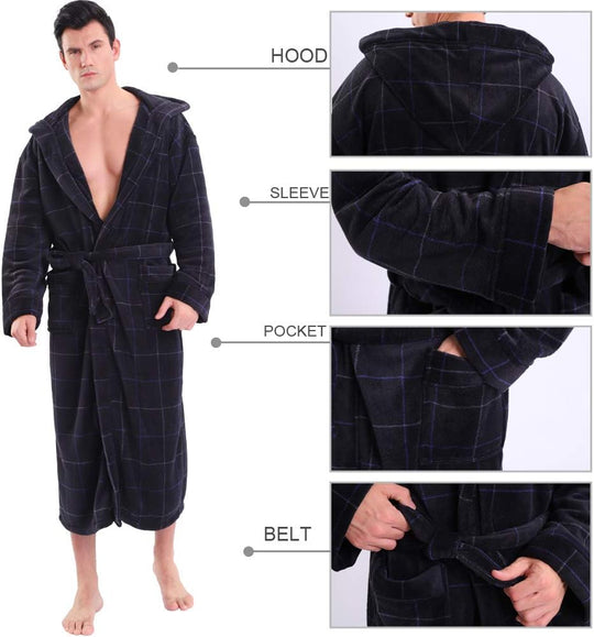 Heren Badjas met Capuchon Comfortabel en Diepe Zakken 4