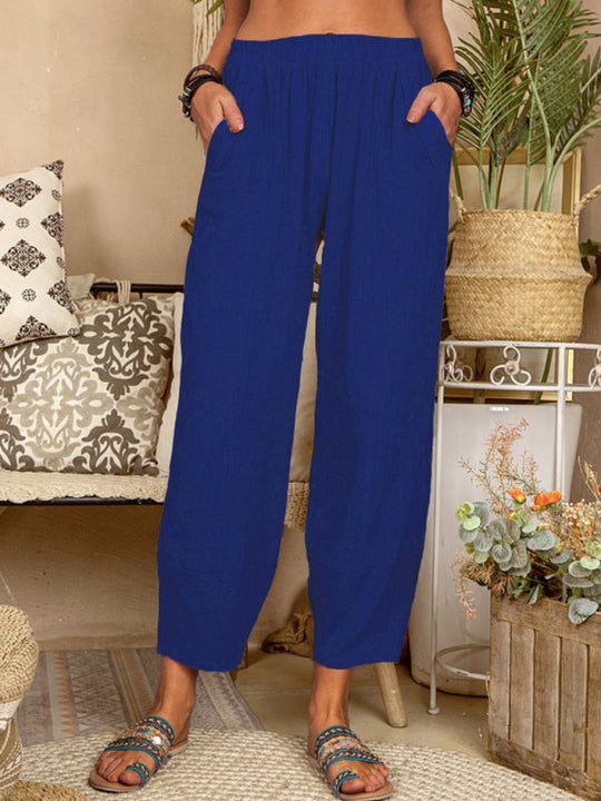 Heren Broek Casual Losse Katoen Linnen 9