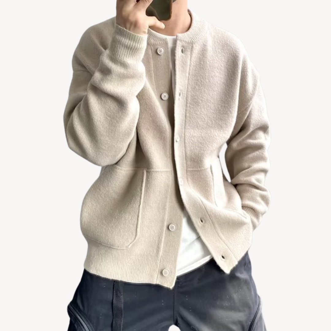 Heren Cardigan Gebreid Wol Met Knoopsluiting Casualstijl 1