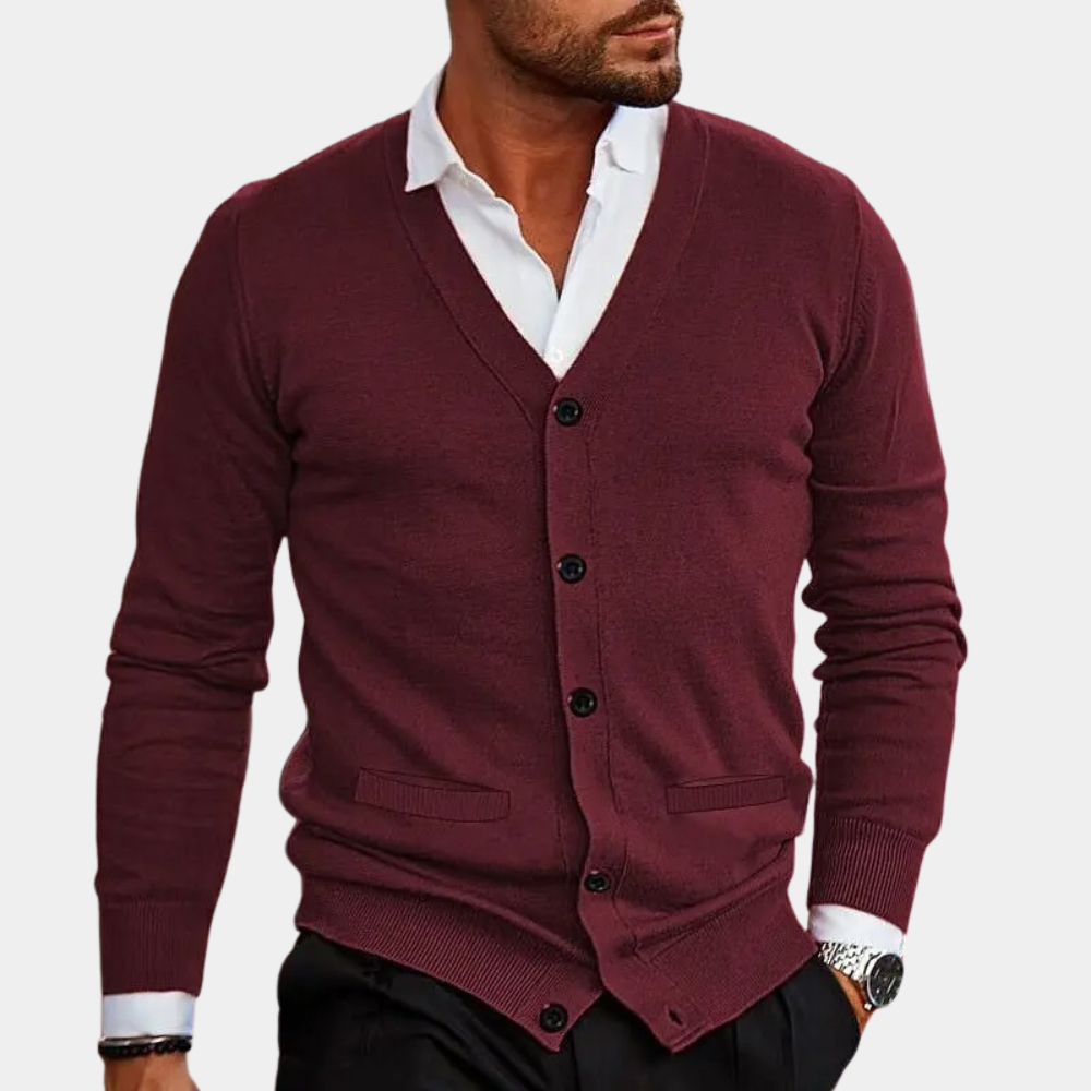 Heren Cardigan V-hals Met Knoopsluiting 5