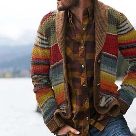 Heren Cardigan met Multicolore Strepen 1