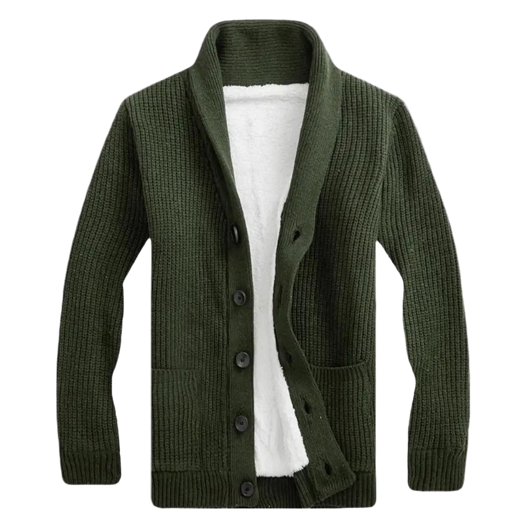 Heren Cardigan met Sjalkraag en Ribbelstructuur voor Comfortabele Stijl 0