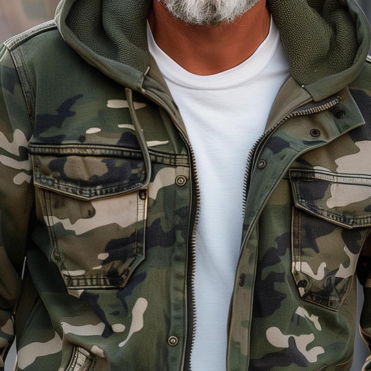 Heren Cargojack Camouflage Met Capuchon Trendy Casual Stijl 2