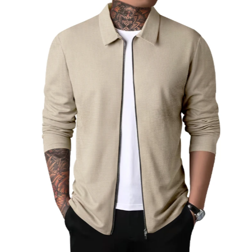 Heren Casual Cardigan met Kraag en Rits 0