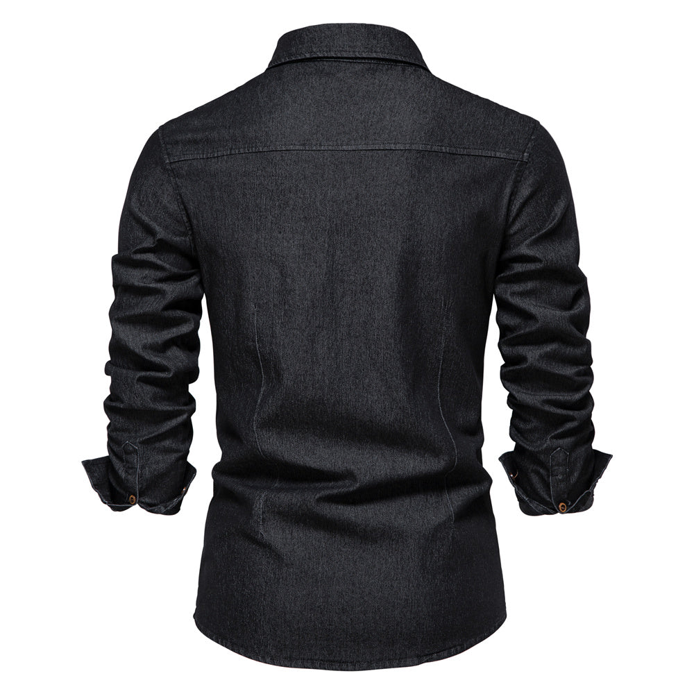 Heren Denim Overhemd Casual Stijl 4