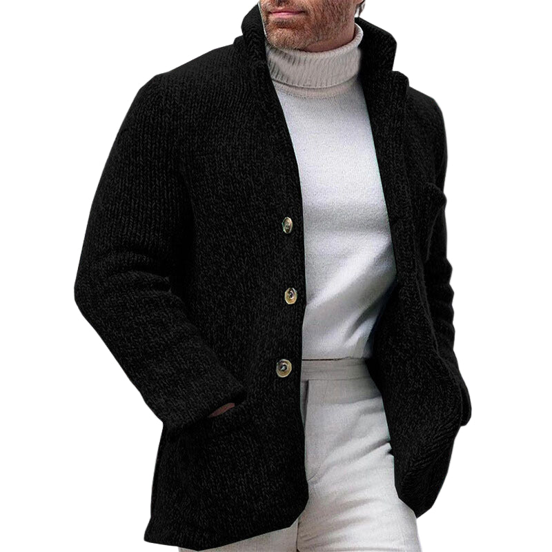Heren Gebreide Cardigan met Chunky Textuur en Staande Kraag 4